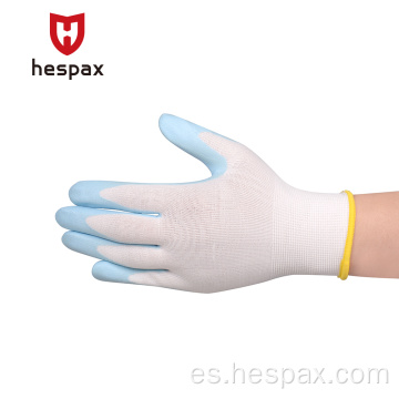 Hespax Anti Aceite Construcción de guantes con recubrimiento de látex